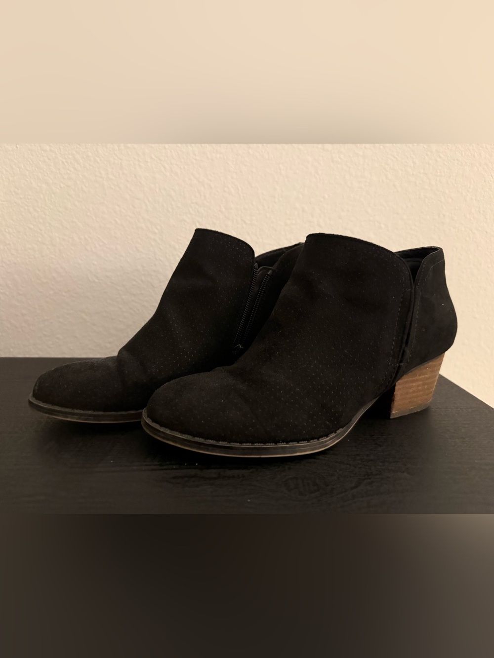 Black suede booties